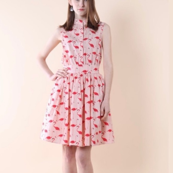 CHICWISH Flamingo dress sz L large full skirt - Picture 3 of 12